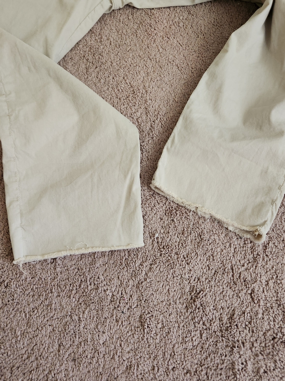 Frank & Eileen Pant Wicklow Cropped Tapered Leg Twill Chino Raw Hem Khaki Tan 10 - Picture 5 of 8
